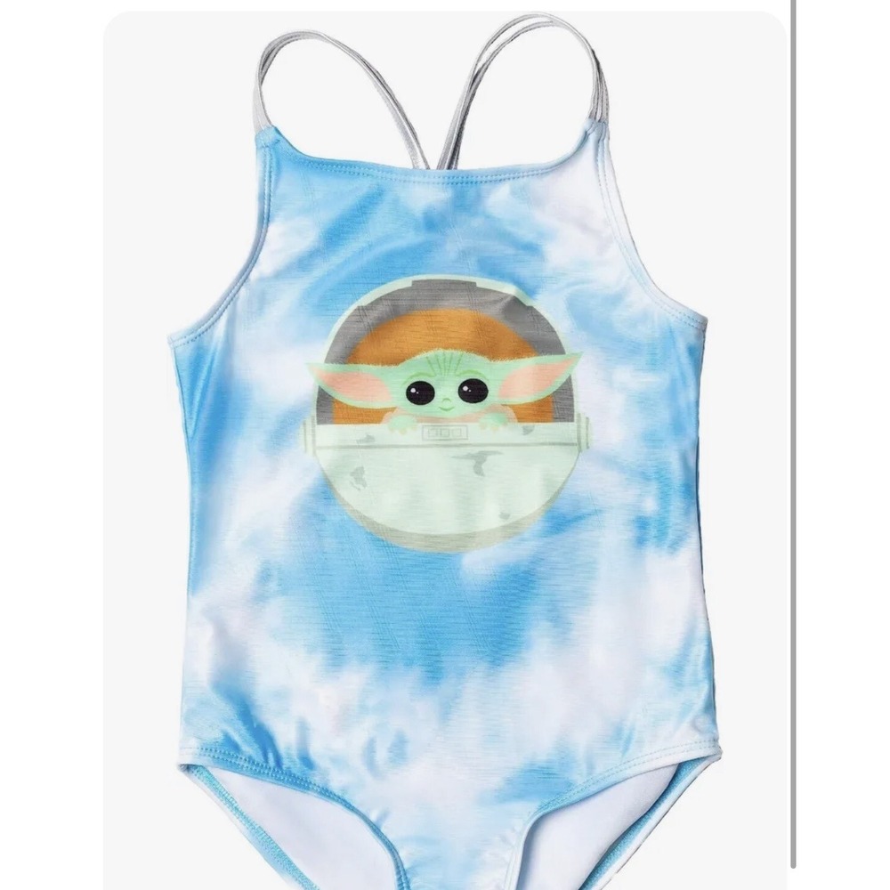 Girls Size 5/6 Disney Star Wars, The Mandalorian Girls Baby Yoda 1-Pc Swimsuit